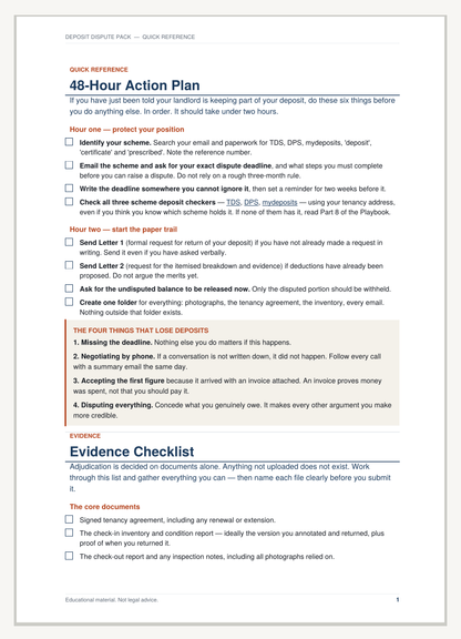 The Deposit Dispute Pack — Challenge Unfair Deposit Deductions